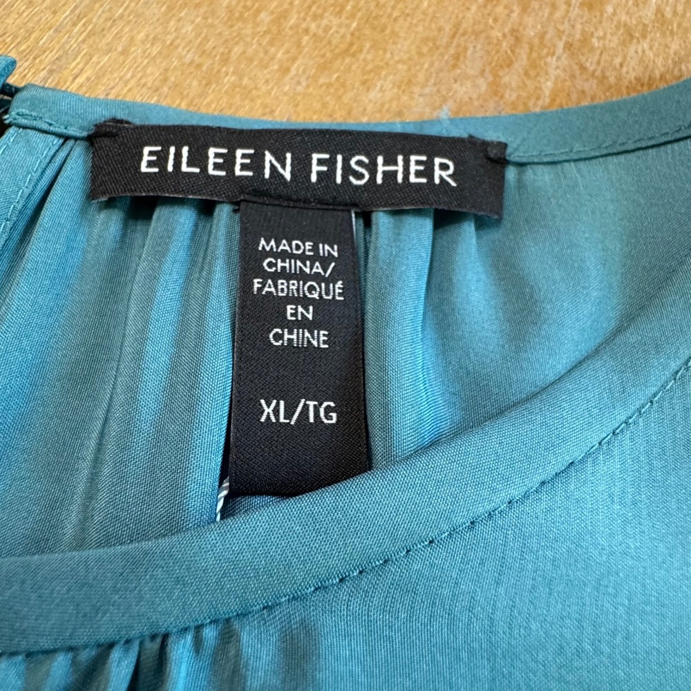 Eileen Fisher Silk Sleeveless Tiered Maxi Dress Teal Blue Size Xl‎ - Picture 10 of 13
